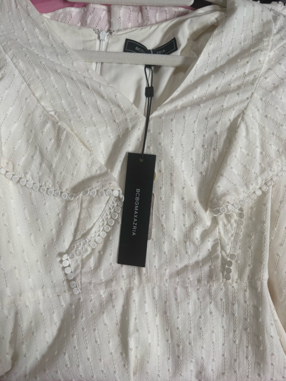 BCBGMaxAzria White Ruffle V-Neck Mini Dress - Picture 5 of 5
